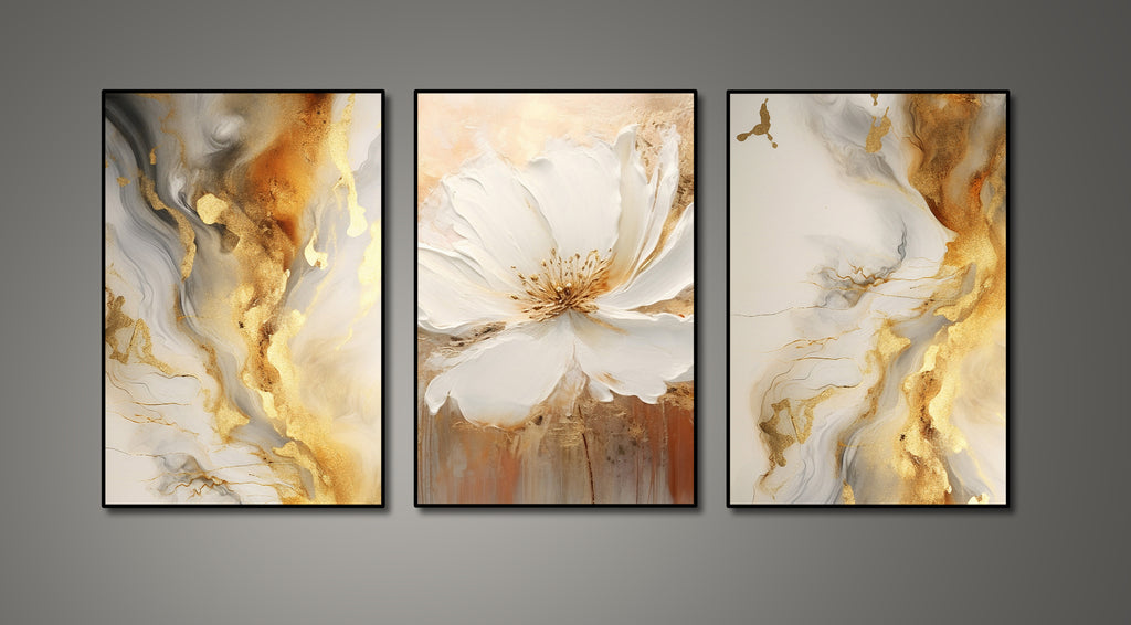 Pine Stretched  Framed 3 Panels - Floral