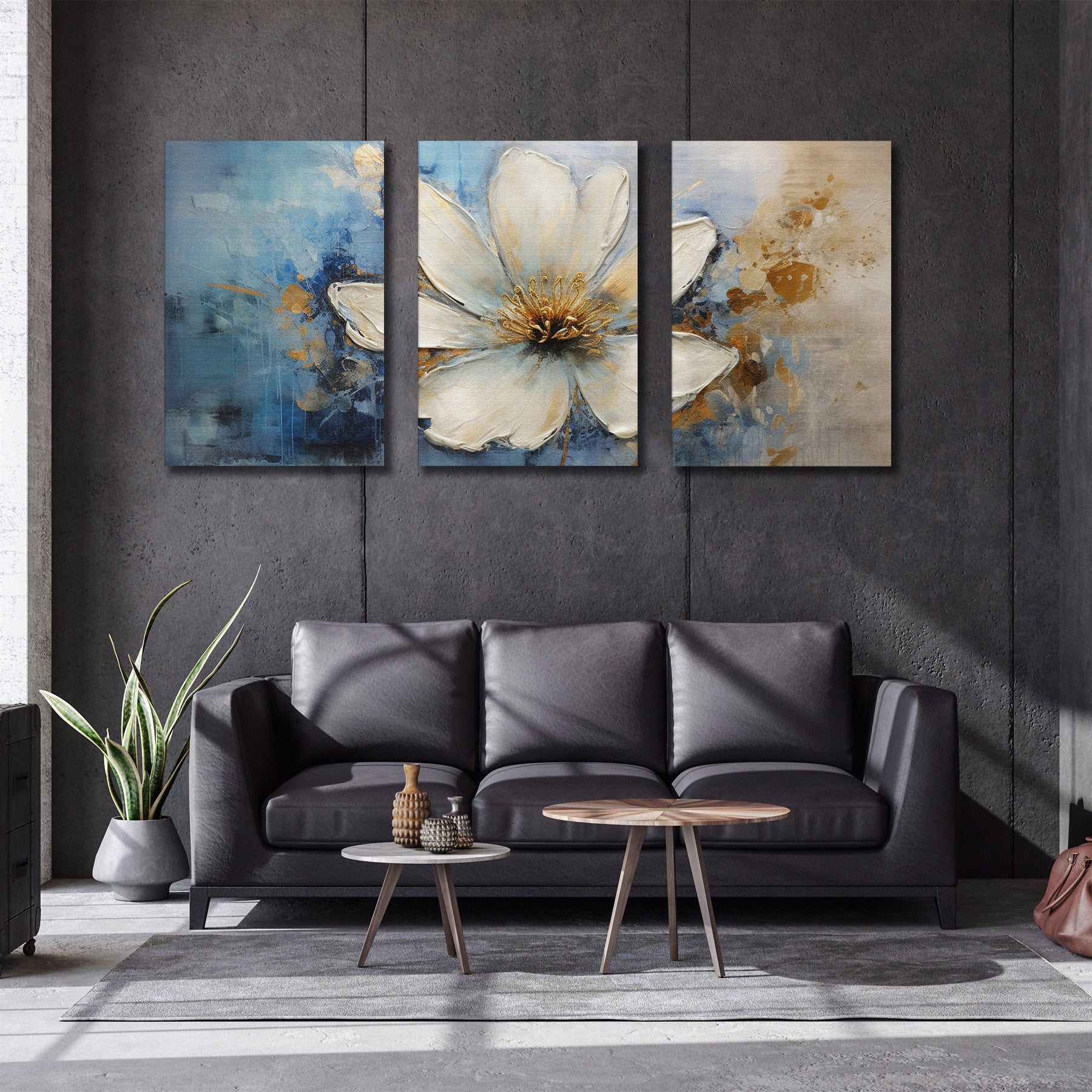 Pine Stretched  Framed 3 Panels - Floral