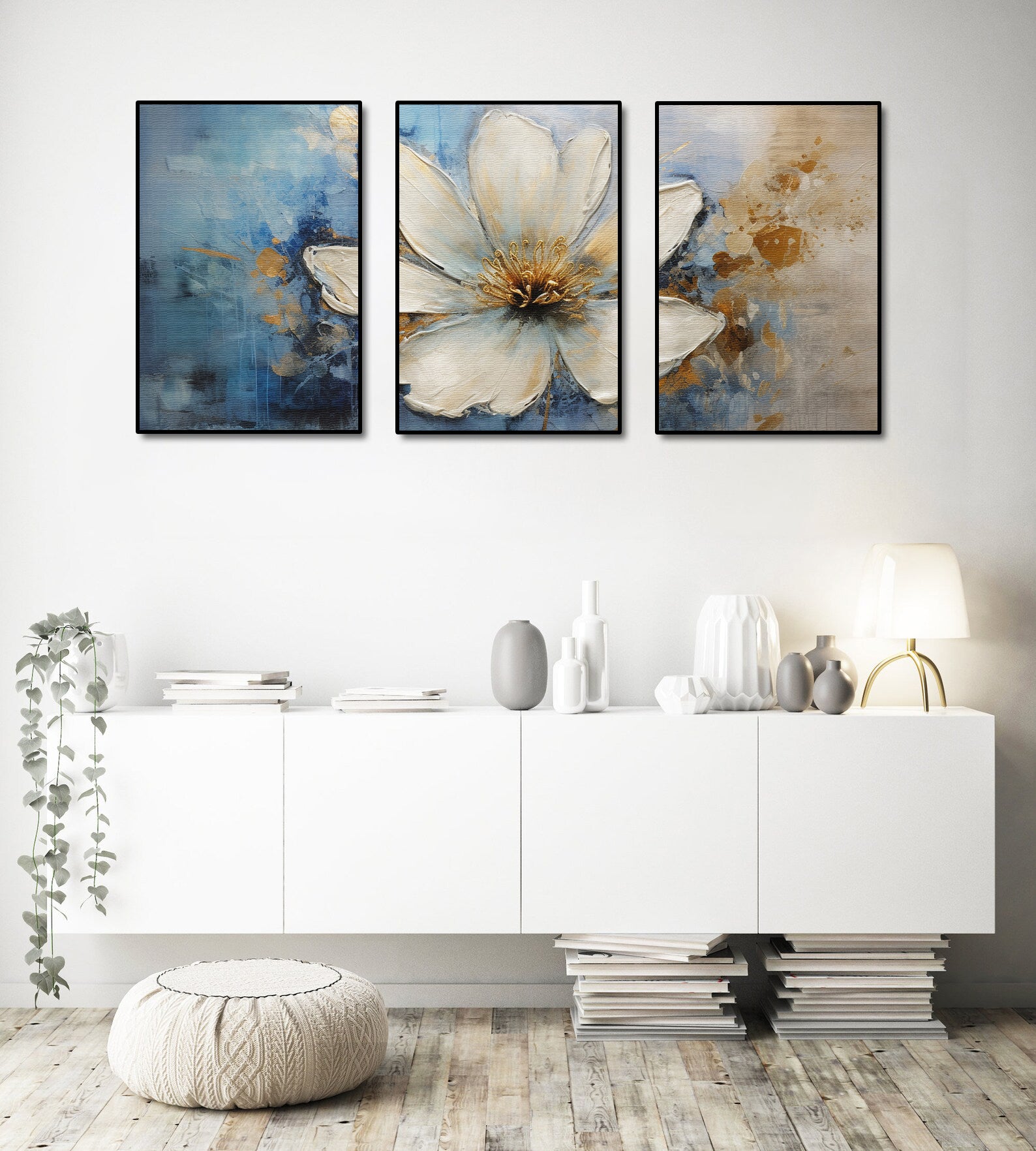 Pine Stretched  Framed 3 Panels - Floral