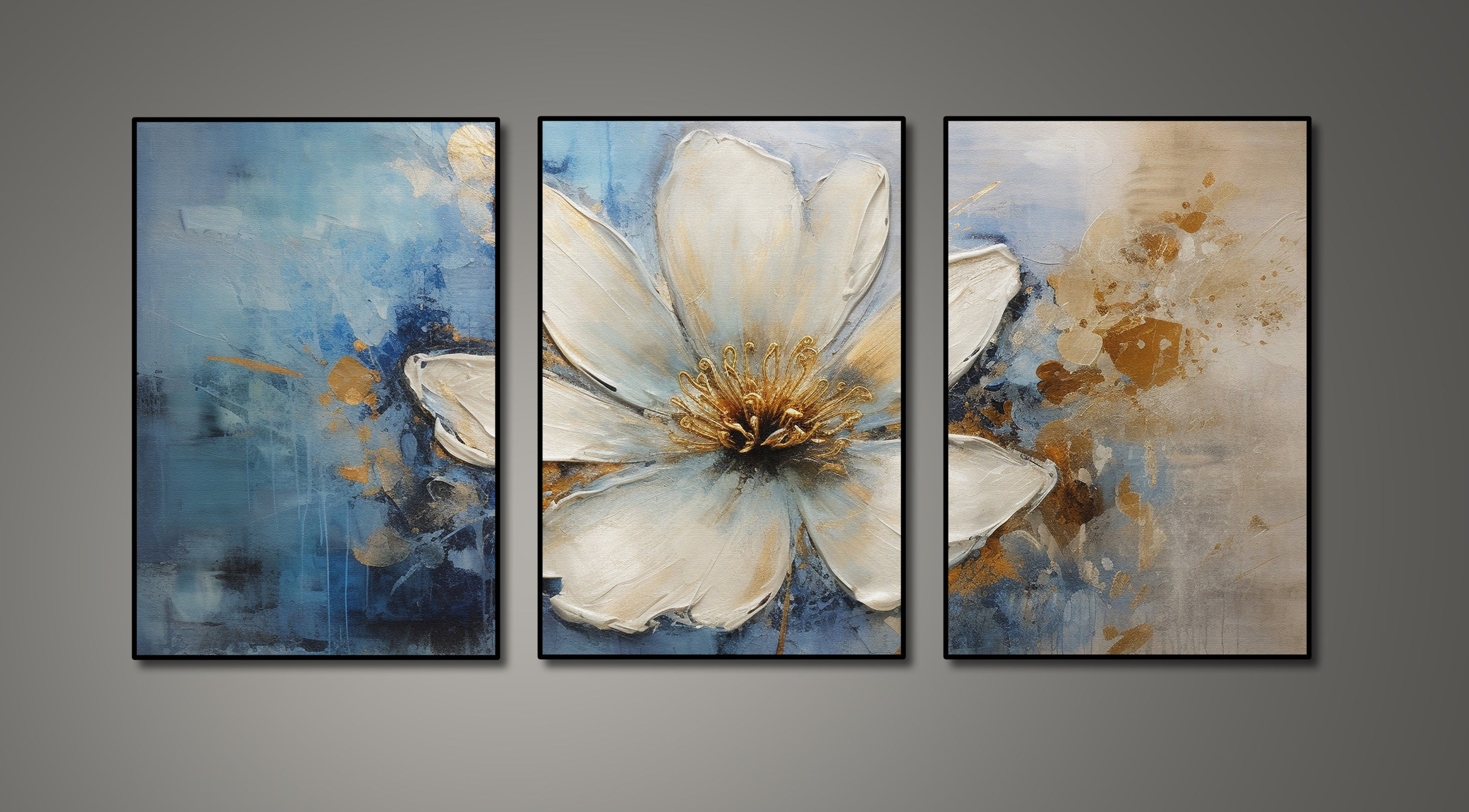 Pine Stretched  Framed 3 Panels - Floral