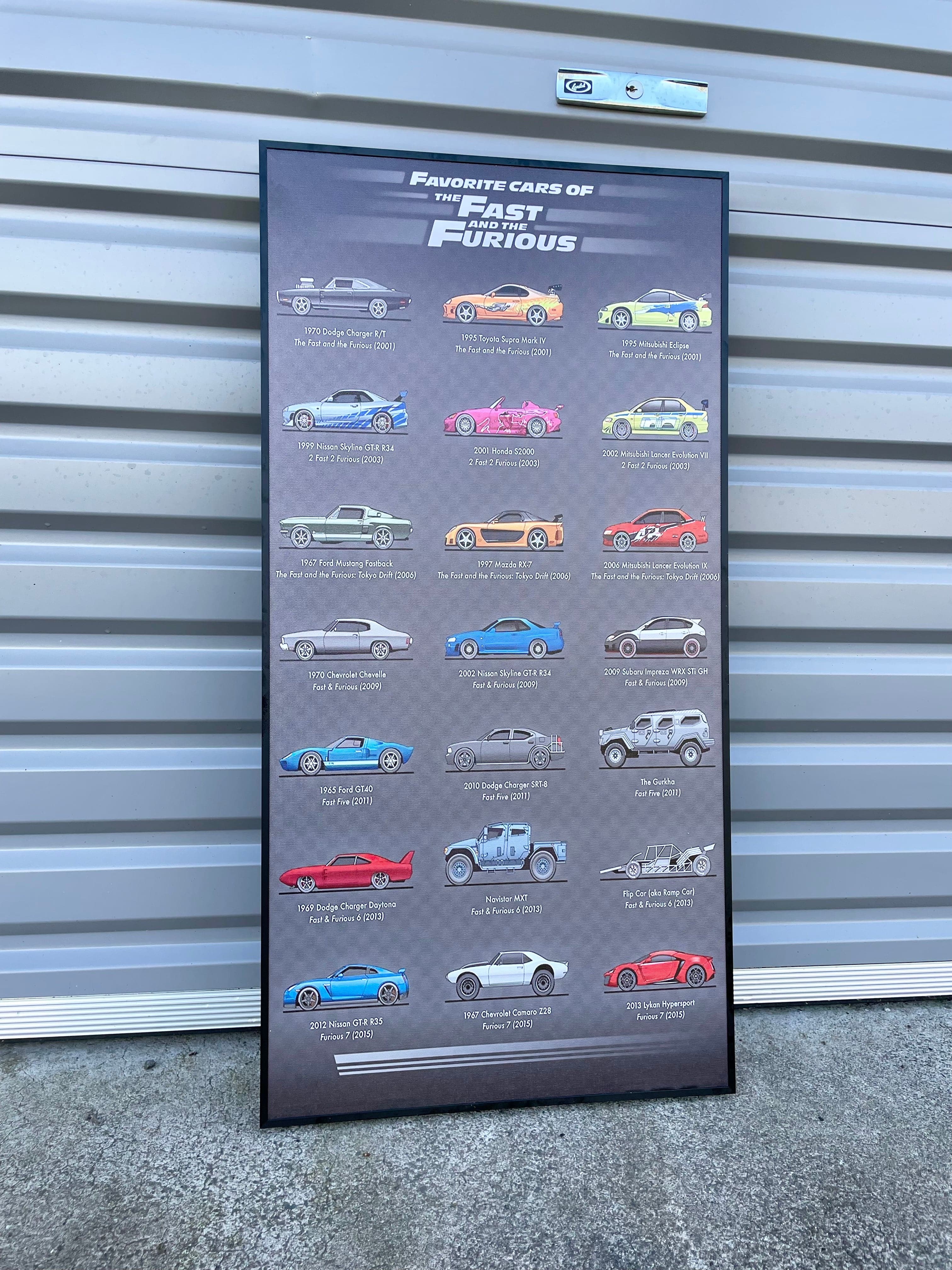 Pine Stretched  Framed 1 Panel - Finished Products - Cars in Fast And Furious