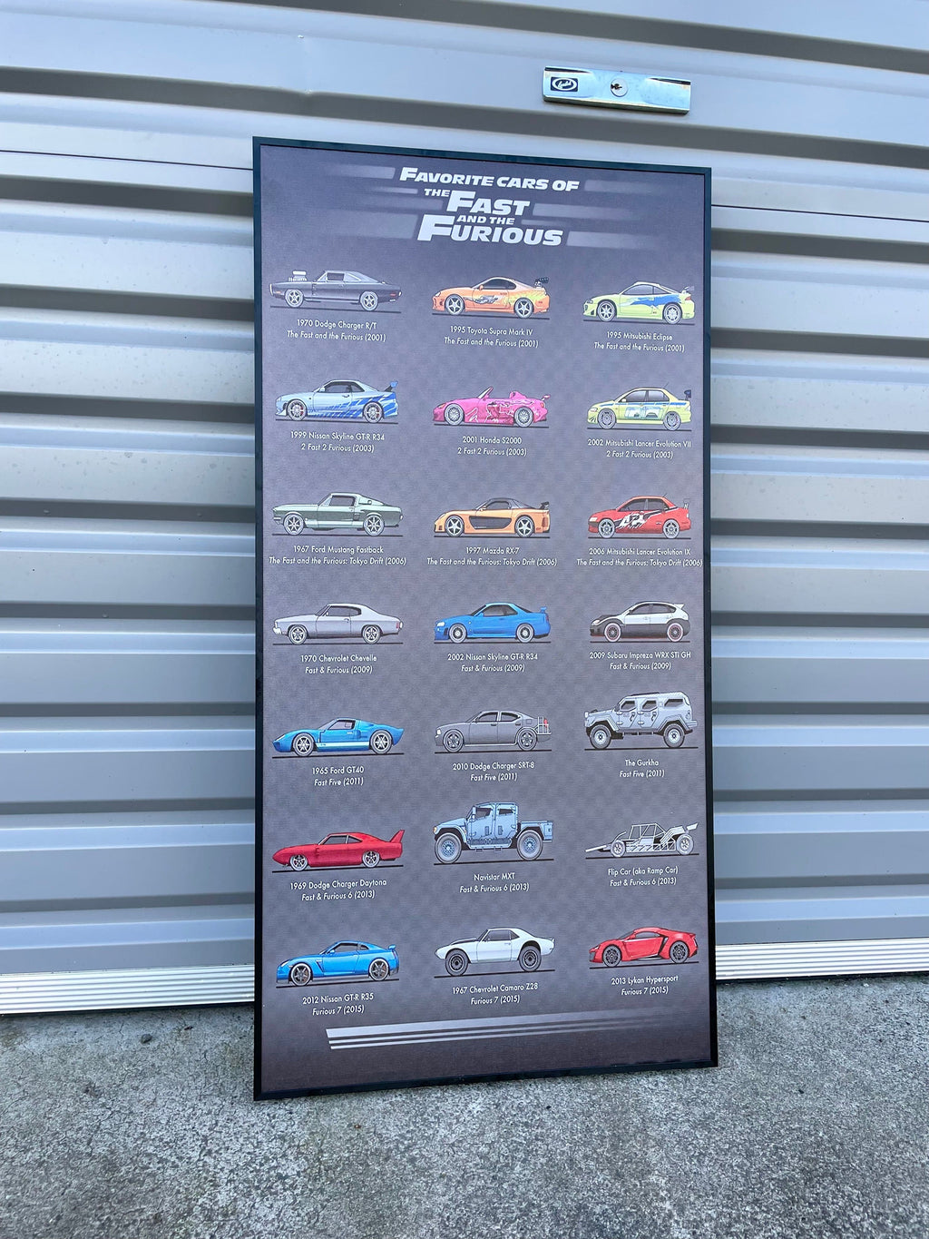 Pine Stretched  Framed 1 Panel - Finished Products - Cars in Fast And Furious