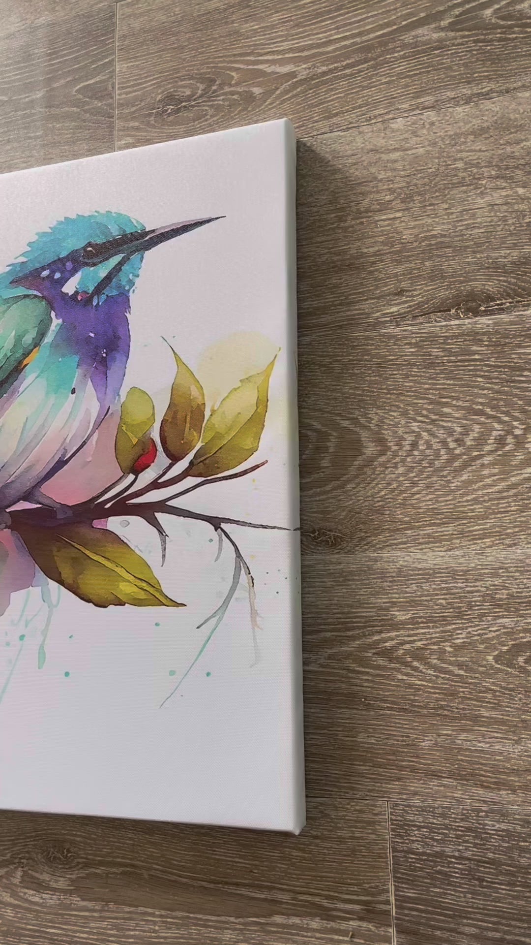 Pine Stretched  Framed 1 Panel - Watercolor - Birds