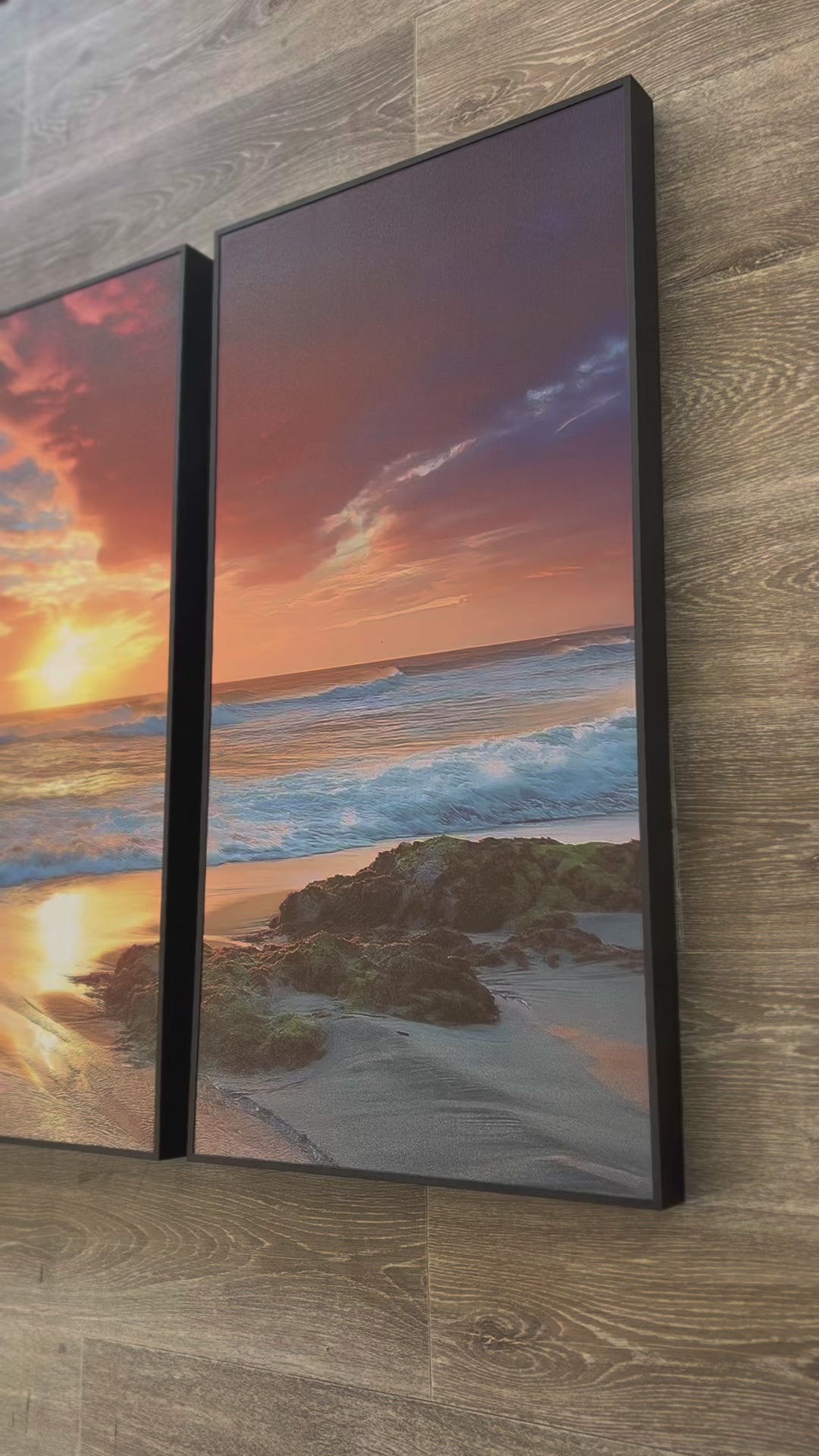 Minimalist Canvas Wall Art Print | Home Decor | Stretched 3 Panels - Finished Products - Sunset on the beach