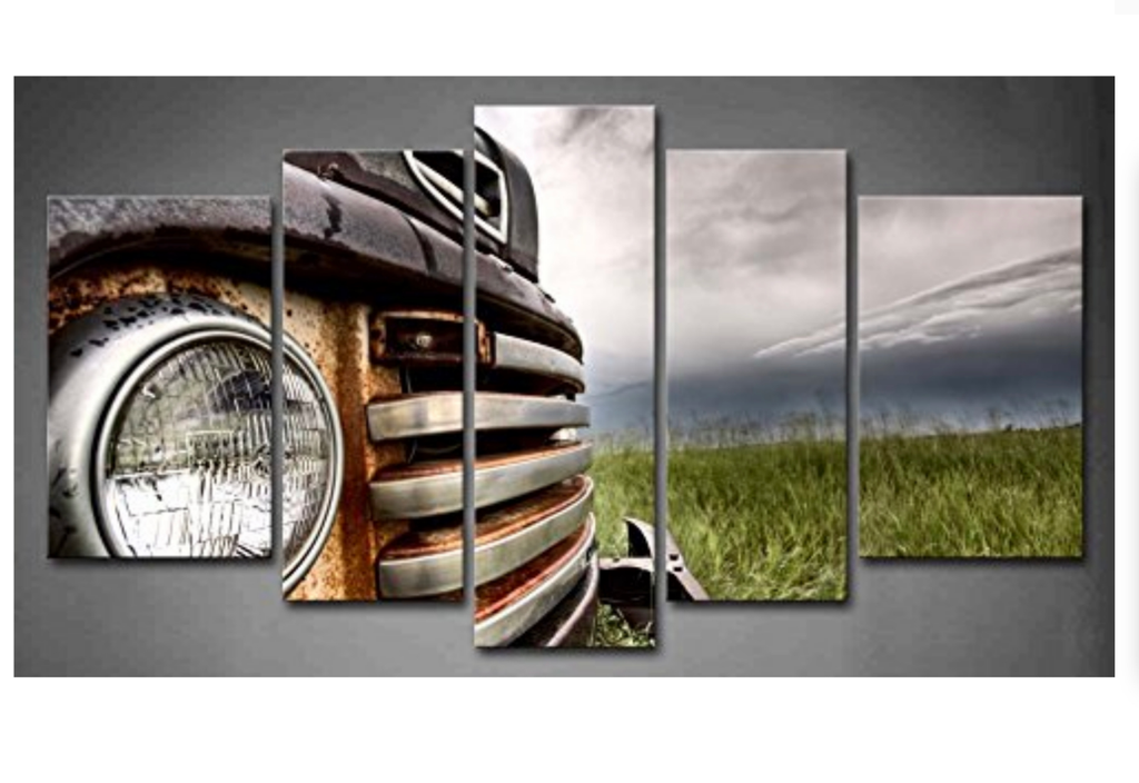 Pine Stretched  Framed 5 Panels - Rustic Truck