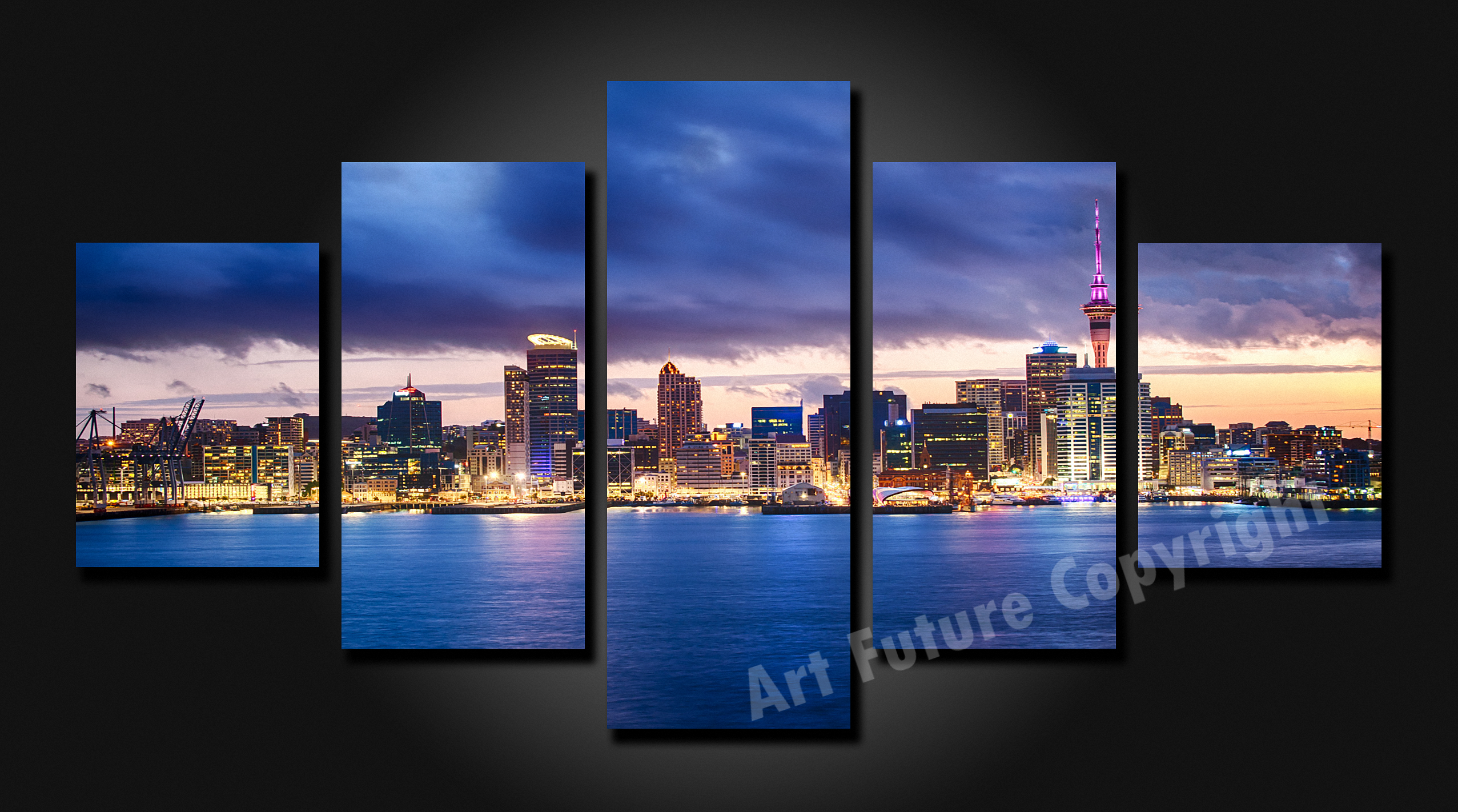 Framed 5 Panels - Auckland City