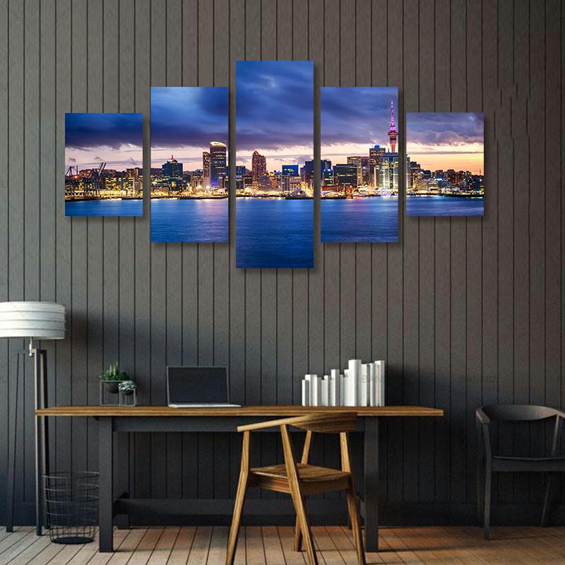 Framed 5 Panels - Auckland City