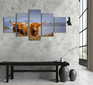 Framed 5 Panels - Highlander Cow