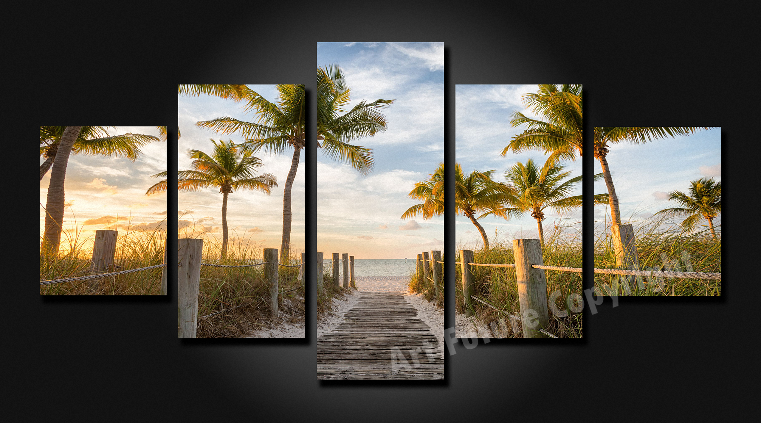 Framed 5 Panels - Palms to the Beach