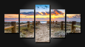 Framed 5 Panels - NZ Beach