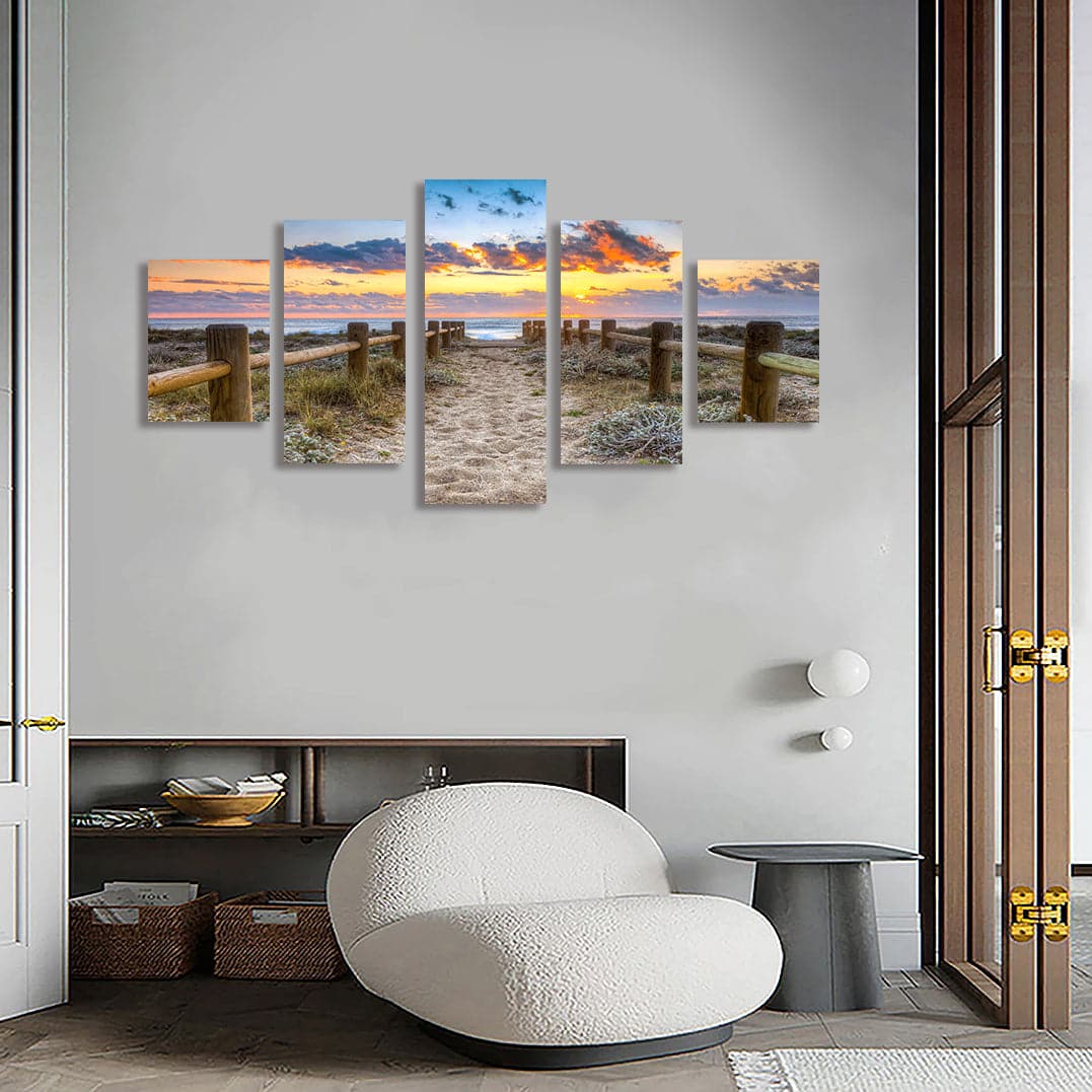 Framed 5 Panels - NZ Beach