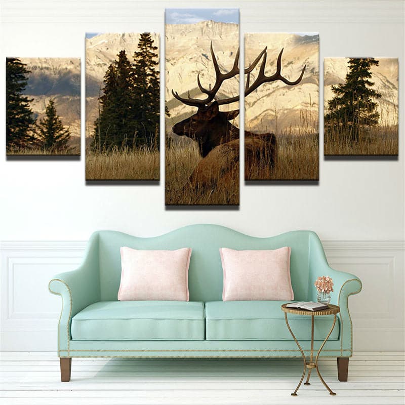 Framed 5 Panels - Deer