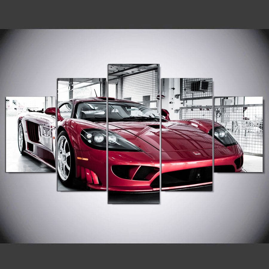 Pine Stretched  Framed 5 Panels - Super Car