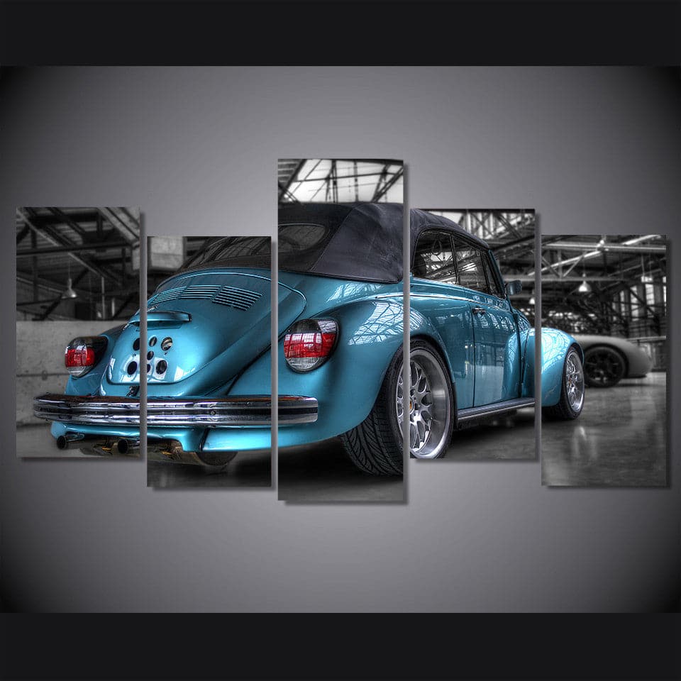 Pine Stretched  Framed 5 Panels - Volkswagen Beetle