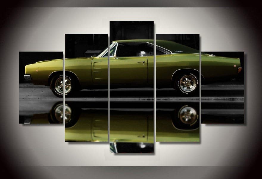 Pine Stretched  Framed 5 Panels - Classic Car