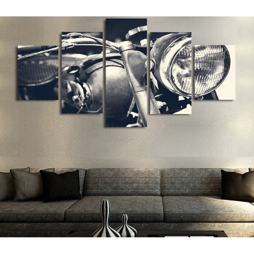 Pine Stretched  Framed 5 Panels - Harley Davidson
