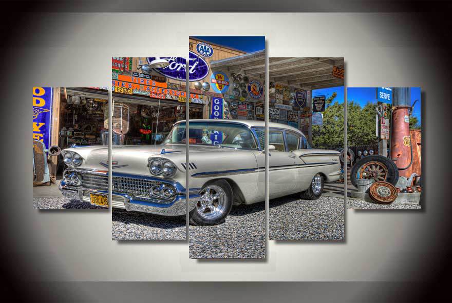 Pine Stretched  Framed 5 Panels - Chrysler Classic Car