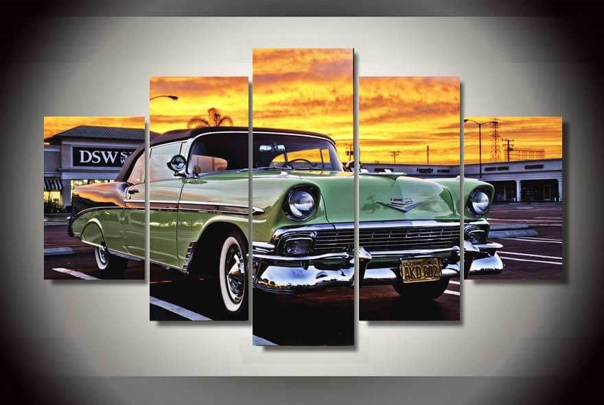Pine Stretched  Framed 5 Panels - Chrysler Classic Car