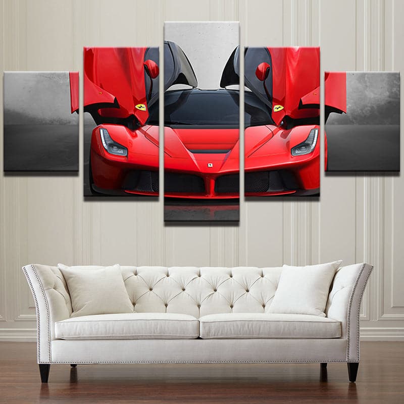 Pine Stretched  Framed 5 Panels - Ferrari