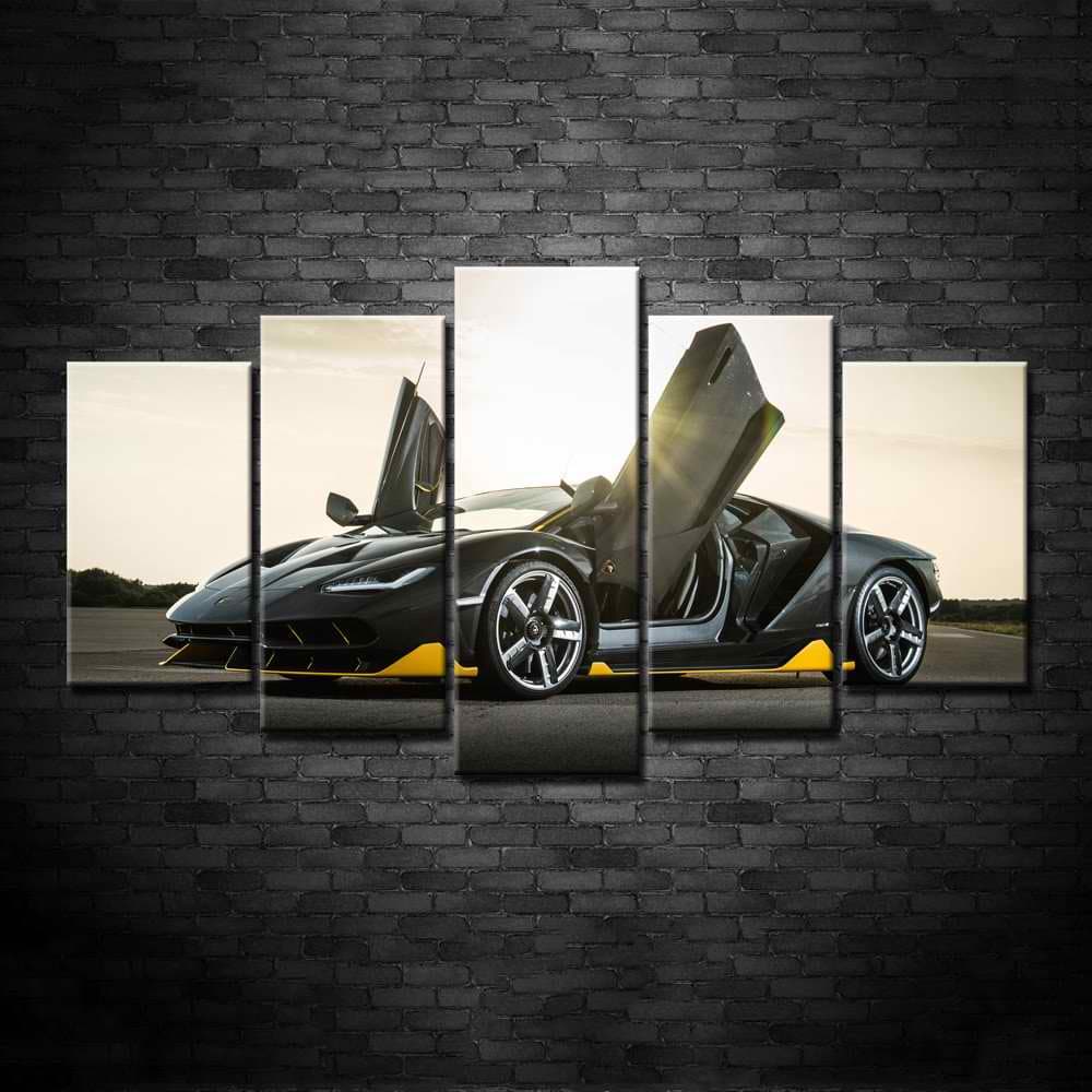 Pine Stretched  Framed 5 Panels - Lamborghini