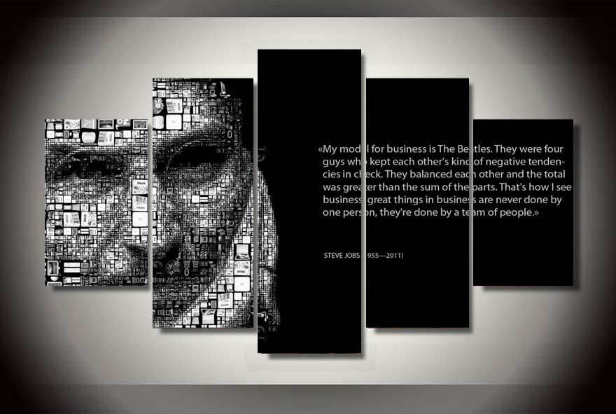 Framed 5 Panels - Steve Jobs
