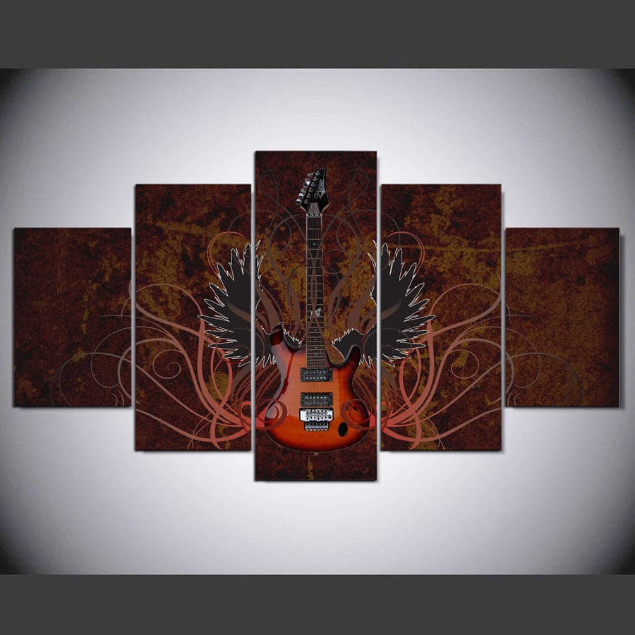 Pine Stretched  Framed 5 Panels - Guitar
