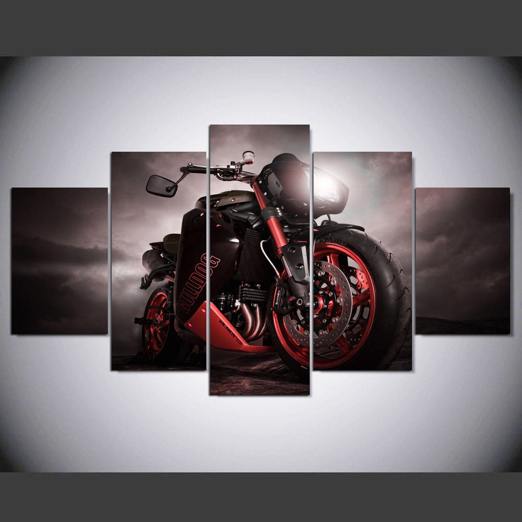 Pine Stretched  Framed 5 Panels - Motorbike