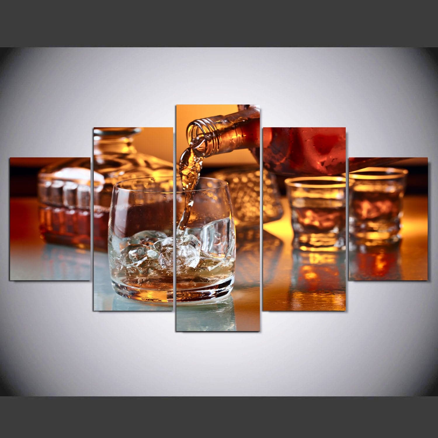 Framed 5 Panels - Whiskey
