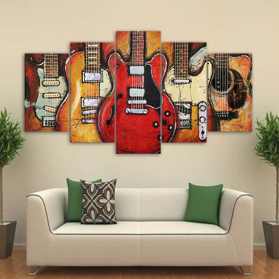 Framed 5 Panels - Guitars