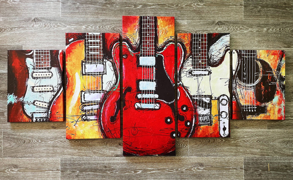 Framed 5 Panels - Finished Products - Guitars