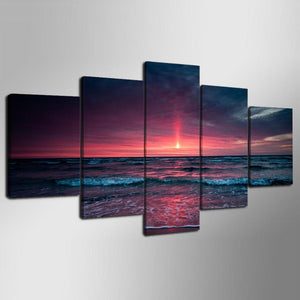 Framed 5 Panels - Sunset Seascape