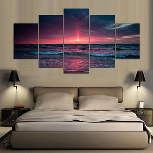 Framed 5 Panels - Sunset Seascape