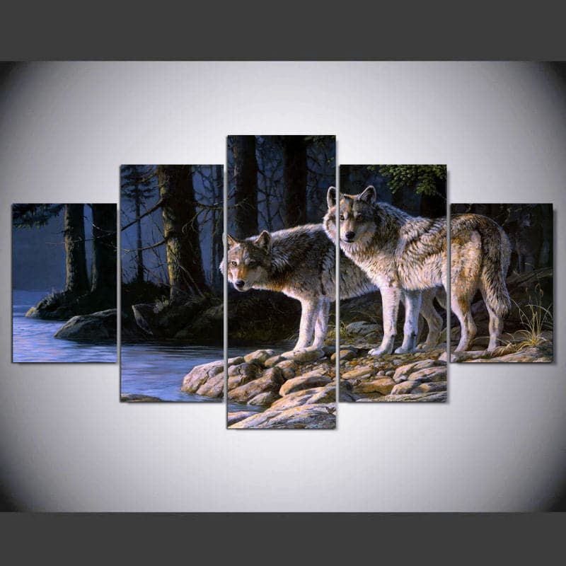 Framed 5 Panels - Wolfs