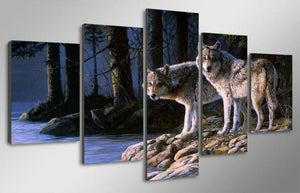 Framed 5 Panels - Wolfs