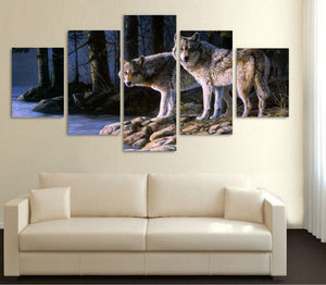 Framed 5 Panels - Wolfs