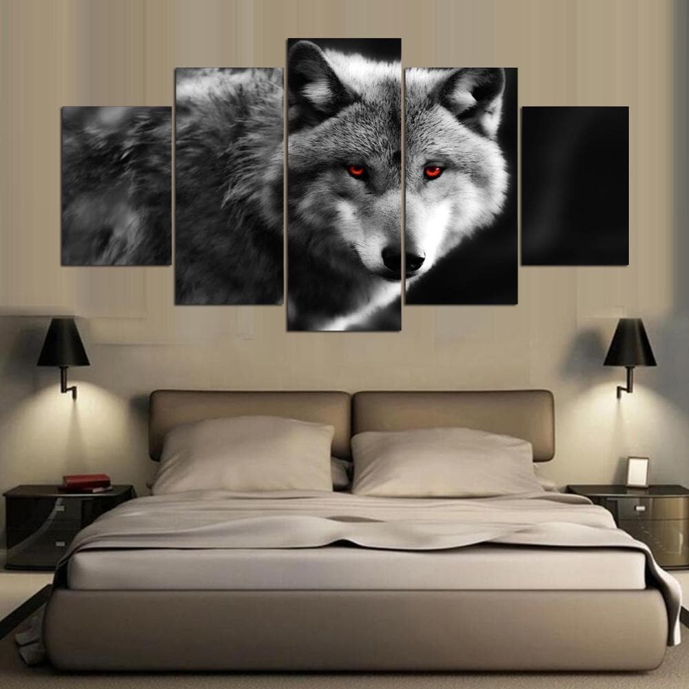 Framed 5 Panels - Wolf