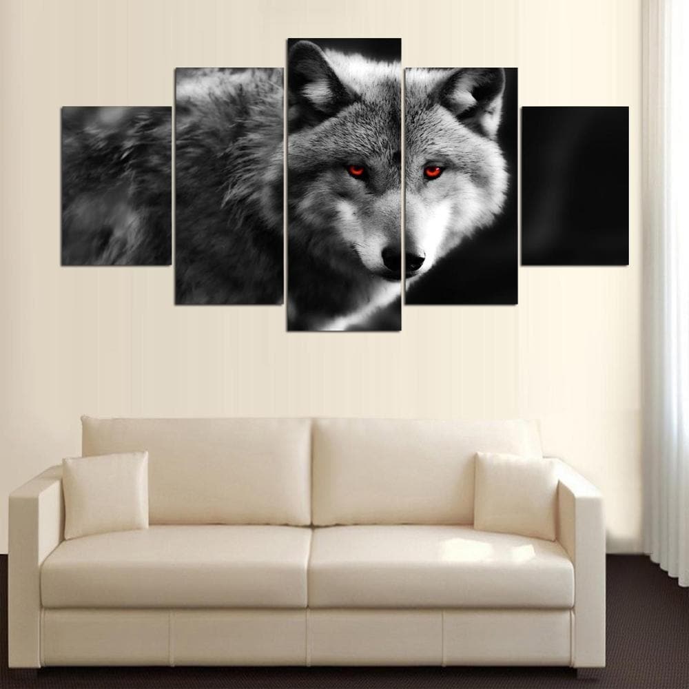 Framed 5 Panels - Wolf