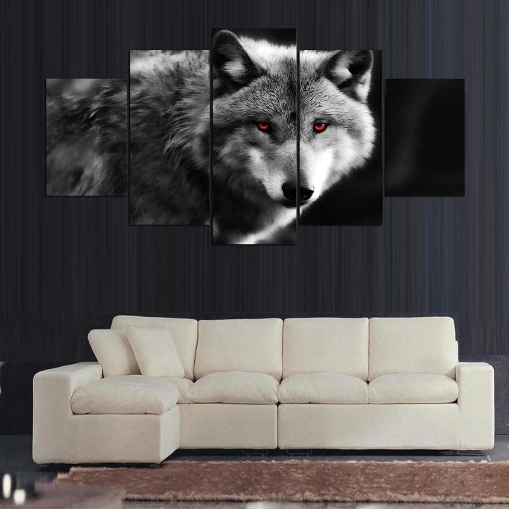Framed 5 Panels - Wolf