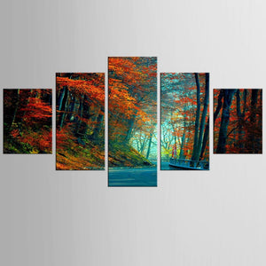 Framed 5 Panels - Red Frost