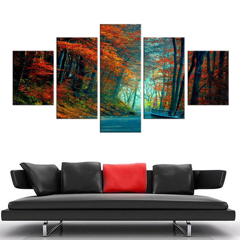 Framed 5 Panels - Red Frost