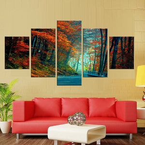 Framed 5 Panels - Red Frost