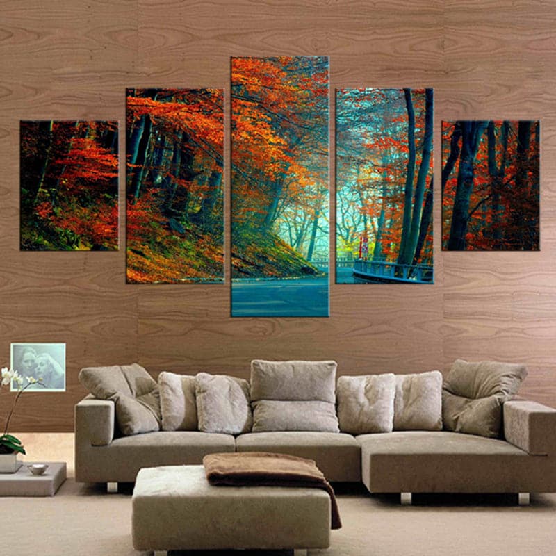 Framed 5 Panels - Red Frost