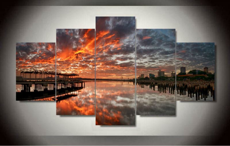 Pine Stretched  Framed 5 Panels - Landscape