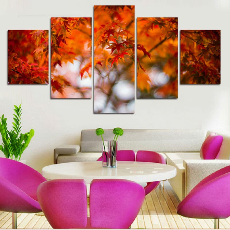 Framed 5 Panels - Maple Leaf
