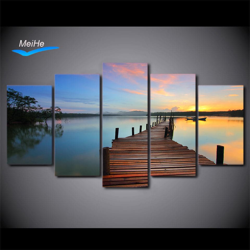 Pine Stretched  Framed 5 Panels - Landscape