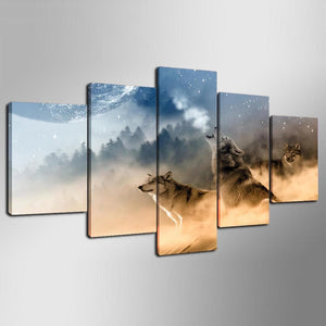 Framed 5 Panels - Wolfs