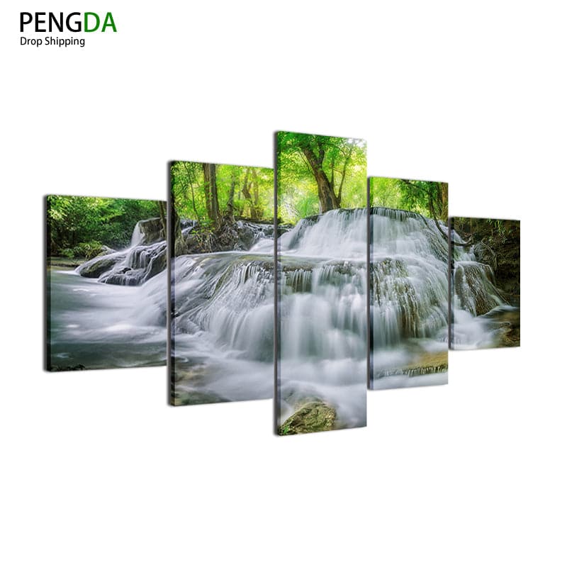 Framed 5 Panels - Water Fall