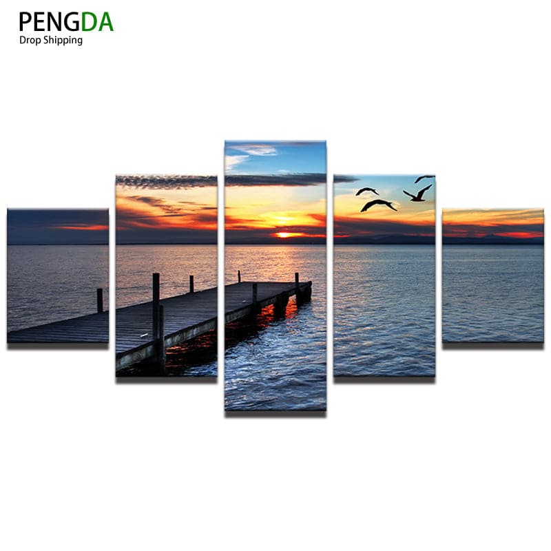 Pine Stretched  Framed 5 Panels - Landscape