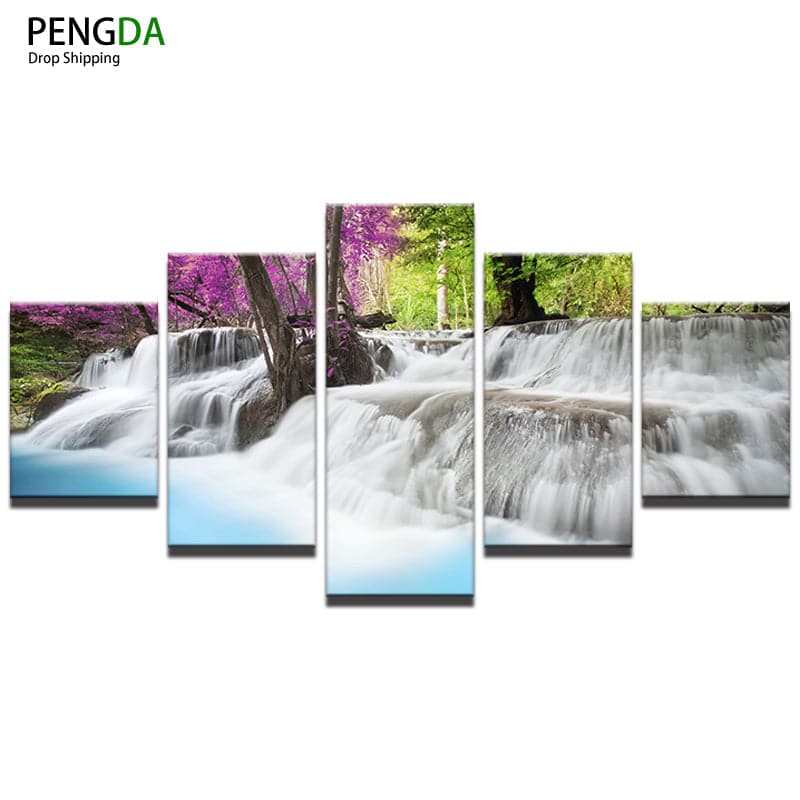 Framed 5 Panels - Water Fall