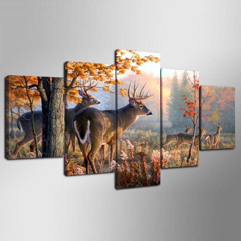 Framed 5 Panels - Deer